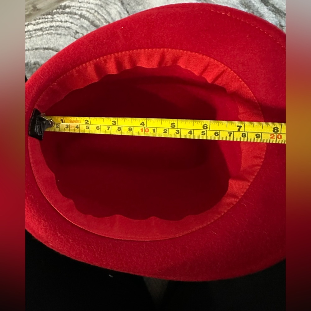 Red Fedora Hat W/Textured Hat Band - Picture 11 of 13